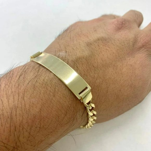 Mens ID Cuban Curb Bracelet 8" INCH Cuban Chain Bracelet Pulsera Cuban de Hombre - Picture 3 of 5